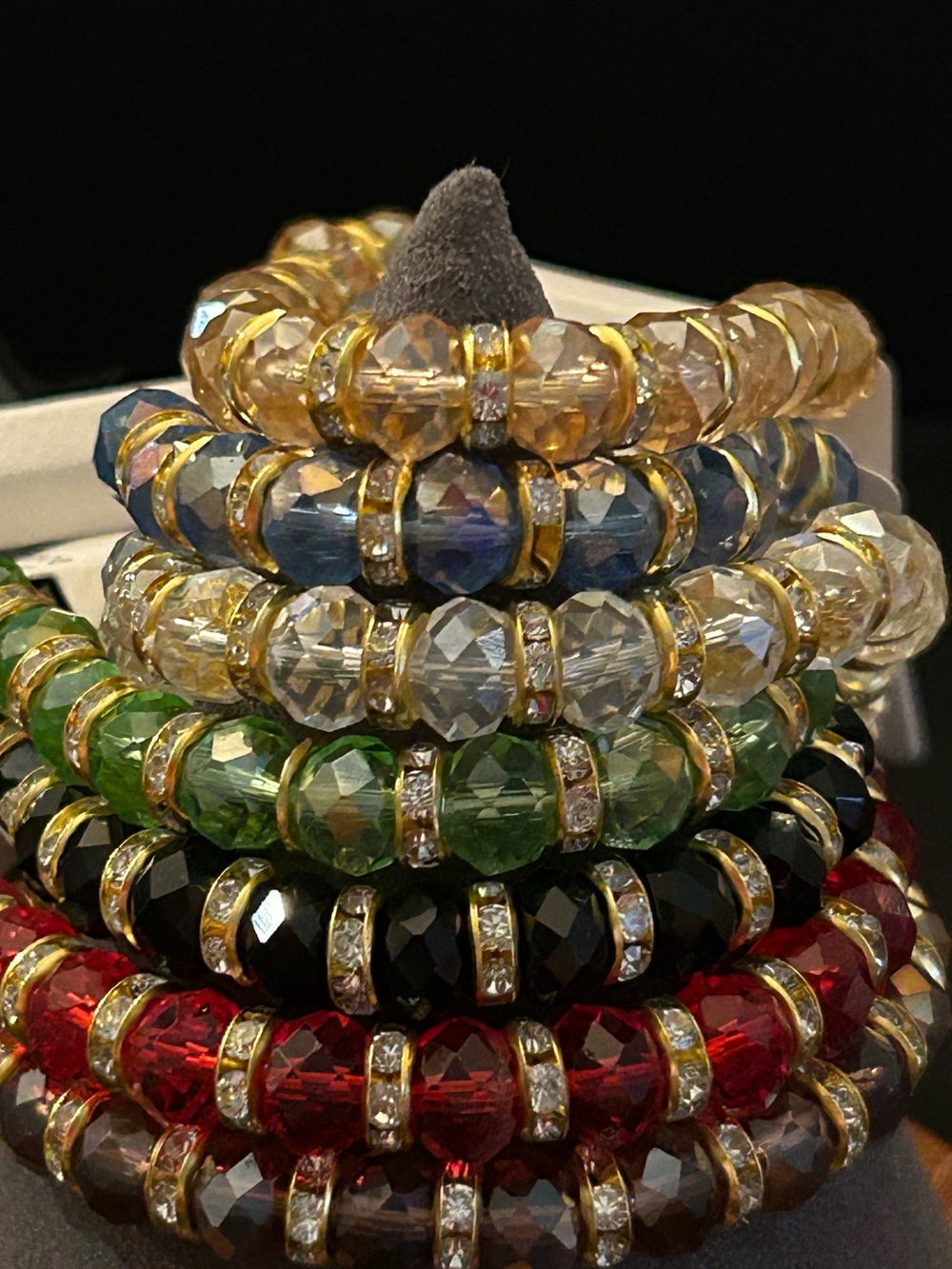 Nicole Faceted Bead Stretch Bracelets with Gold Accents Your Choice of Color NWT